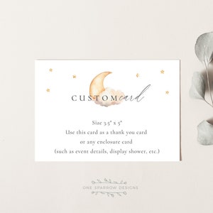 Estamos sobre la luna, inserción de tarjeta personalizada, ducha de exhibición, tarjeta de agradecimiento, tarjeta de detalle, plantilla Corjl personalizable y editable #moon