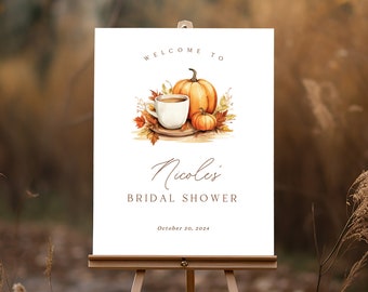Love is Brewing Bridal, Baby Shower Welcome Signs, 8x10, 11x14, 16x20, Pumpkin Spice, Coffee, Fall, Editable Printable Corjl #brewing