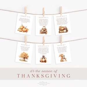 Tarjetas de agradecimiento con las Sagradas Escrituras, 12 tarjetas de 3,5 x 5, temporada de otoño, calabazas, versículos bíblicos, descarga digital instantánea NO EDITABLE