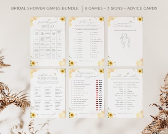 Bee BRIDAL Shower Games Bundle, She Found Her Honey, Editable, Printable, Digital Download, Corjl Template #bee