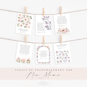 Tarjetas de las Sagradas Escrituras para mamás primerizas, versículos bíblicos para el posparto, cristianas, digitales, NO EDITABLES, descarga instantánea, 3,5 x 5