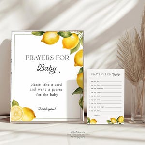 Zitronengebete / -wünsche für Babypartyschild und Karten, 8x10, 5x7, bearbeitbarer druckbarer digitaler Download, Corjl-Vorlage #lemon