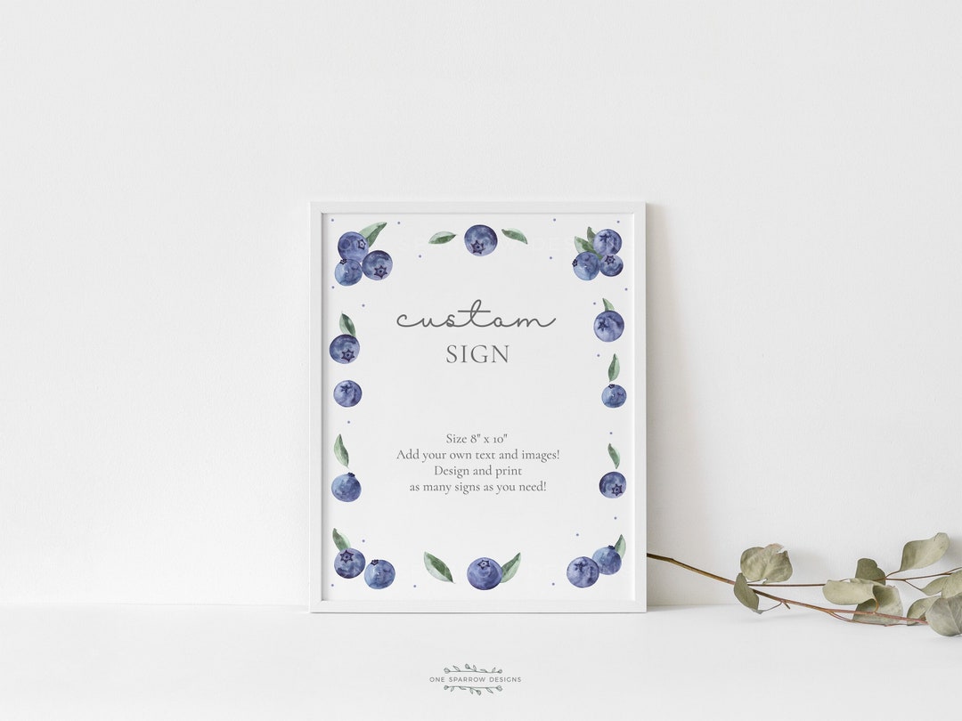 Blueberry Custom Sign 8x10, Berry Sweet Baby/berry First Birthday ...