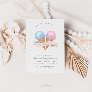 Was ist die Schaufel Editierbare Eistüten Gender Reveal Shower Invite Pink Blau Zwei Zapfen Er oder Sie Party Corjl Vorlage #sschaufel