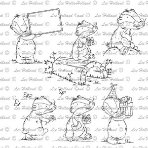 6 niedliche Dachs Minisammlung, Kartenherstellung, Digi, digitaler Stempel,