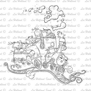 Animal Train, fabricación de tarjetas, digi, sello digital