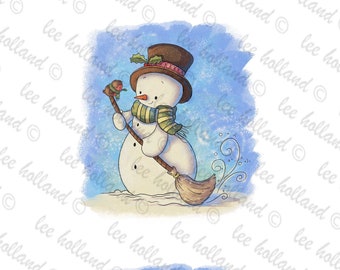 Snowman with robin printable , card making, scrap booking, Christmas, snowman,