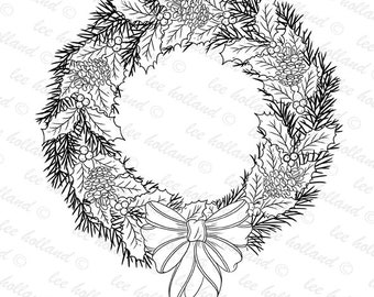 Digital stamps, Christmas wreath, Christmas, Digi, Christmas stamp