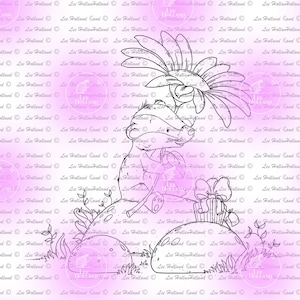 Badger with flower, card making, digi, digital stamp