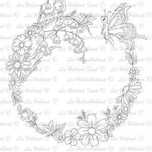 bordure florale boisée, timbre numérique, fabrication de cartes, Digi, Timbre,