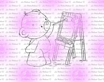 Little Teddy painting ,Digital Stamp, Card making, Digi