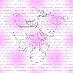Dragones con bebé, Sello Digital, Fabricación de Tarjetas, Sello, Digi, Lindo Sello Digital