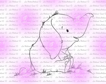 Elephant Sitting, Digital stamp, Digi