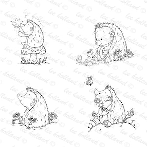 Lot de 11 printemps, timbres numériques, digi, lapin, hérisson, travaux manuels,