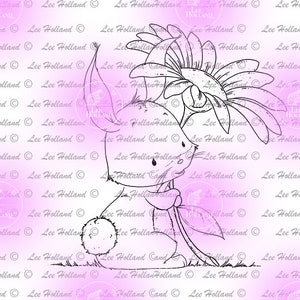 Bunny with flower, digital stamp, Card making, Digi, Stamp,