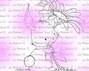 Bunny with flower, digital stamp, Card making, Digi, Stamp,