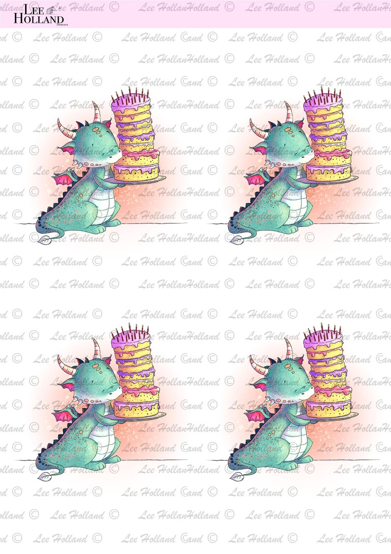 Birthday Dragon Card Making Cute Dragon Art Printable - Etsy