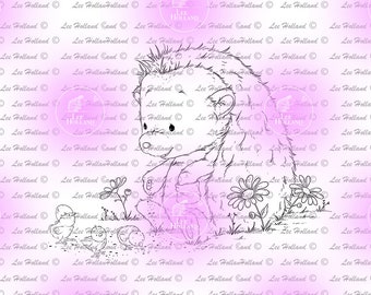 hedgehog feeding chicks, digi, card making, digital stamp, crafting,