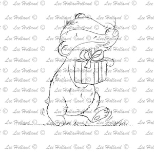 Badger with birthday gift, card making, digi, colouring, digital stamp