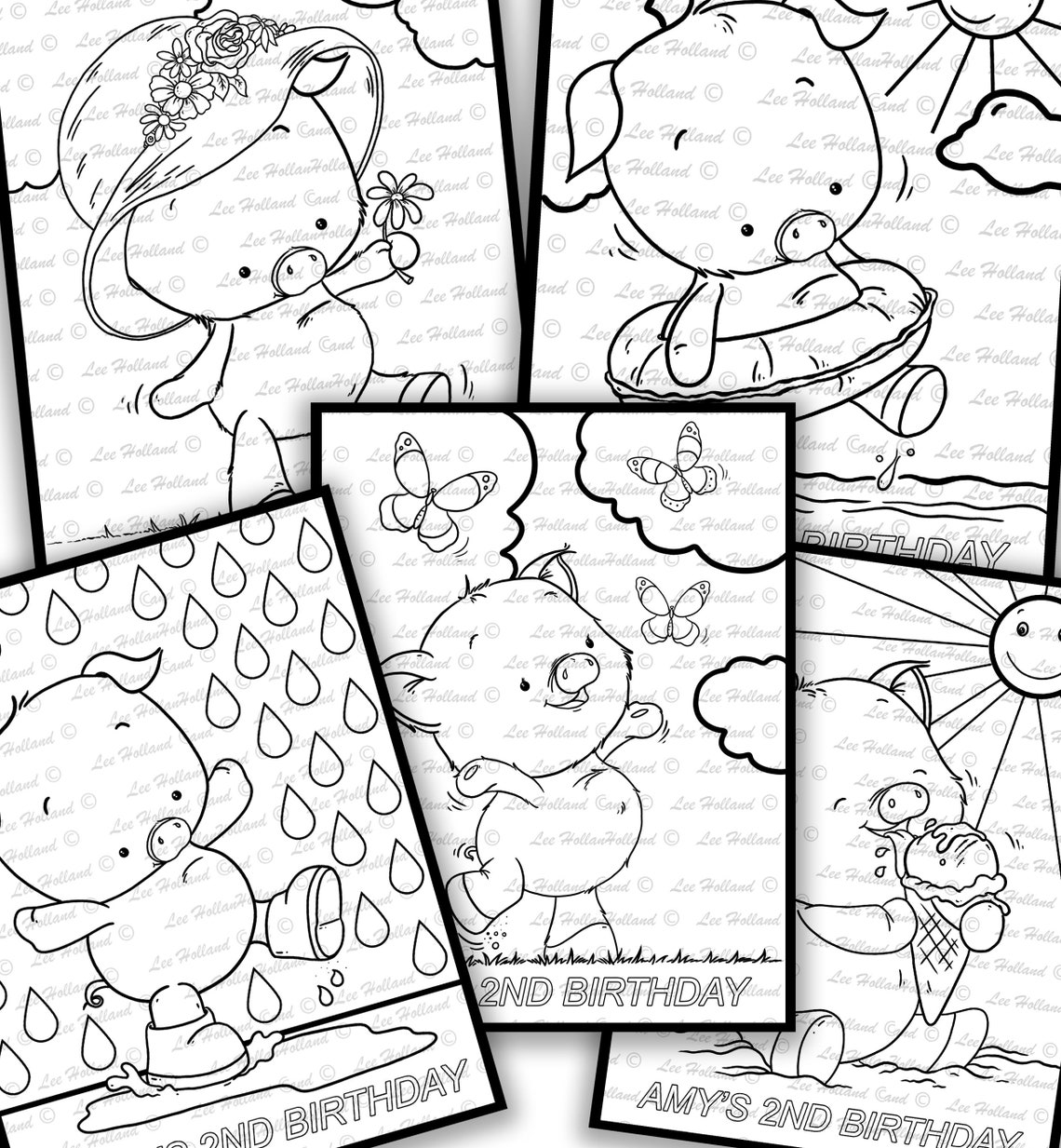 5 Printable Personalised Colouring Pages Colouring Book | Etsy