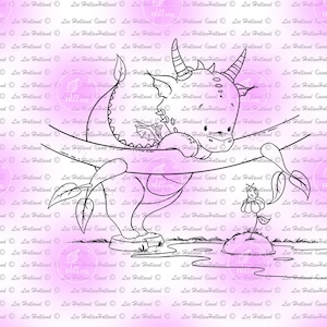 Drago con coccinella, creazione di carte, timbro digitale, digi, crafting, coniglio, coniglio,