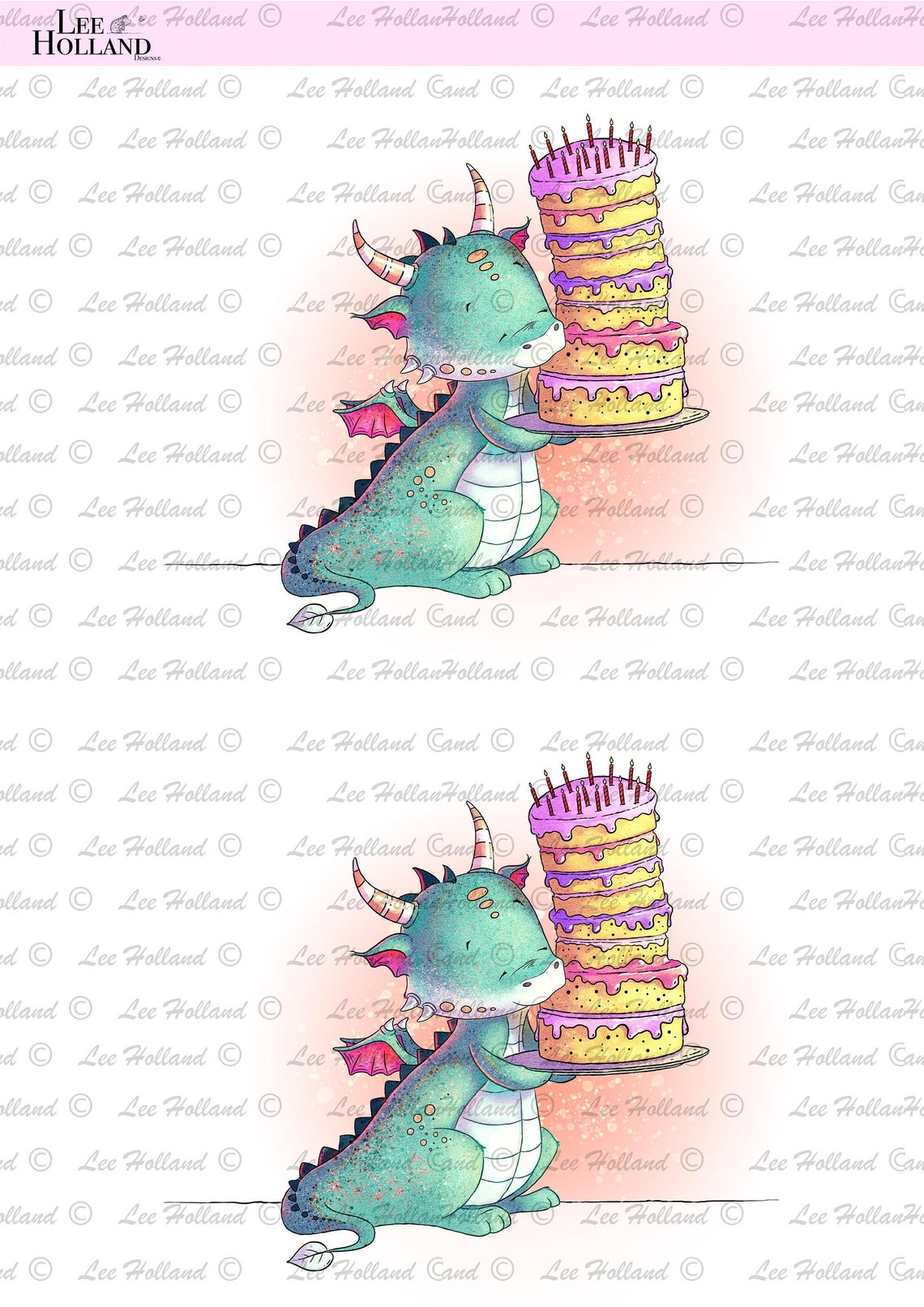 Birthday Dragon Card Making Cute Dragon Art Printable - Etsy