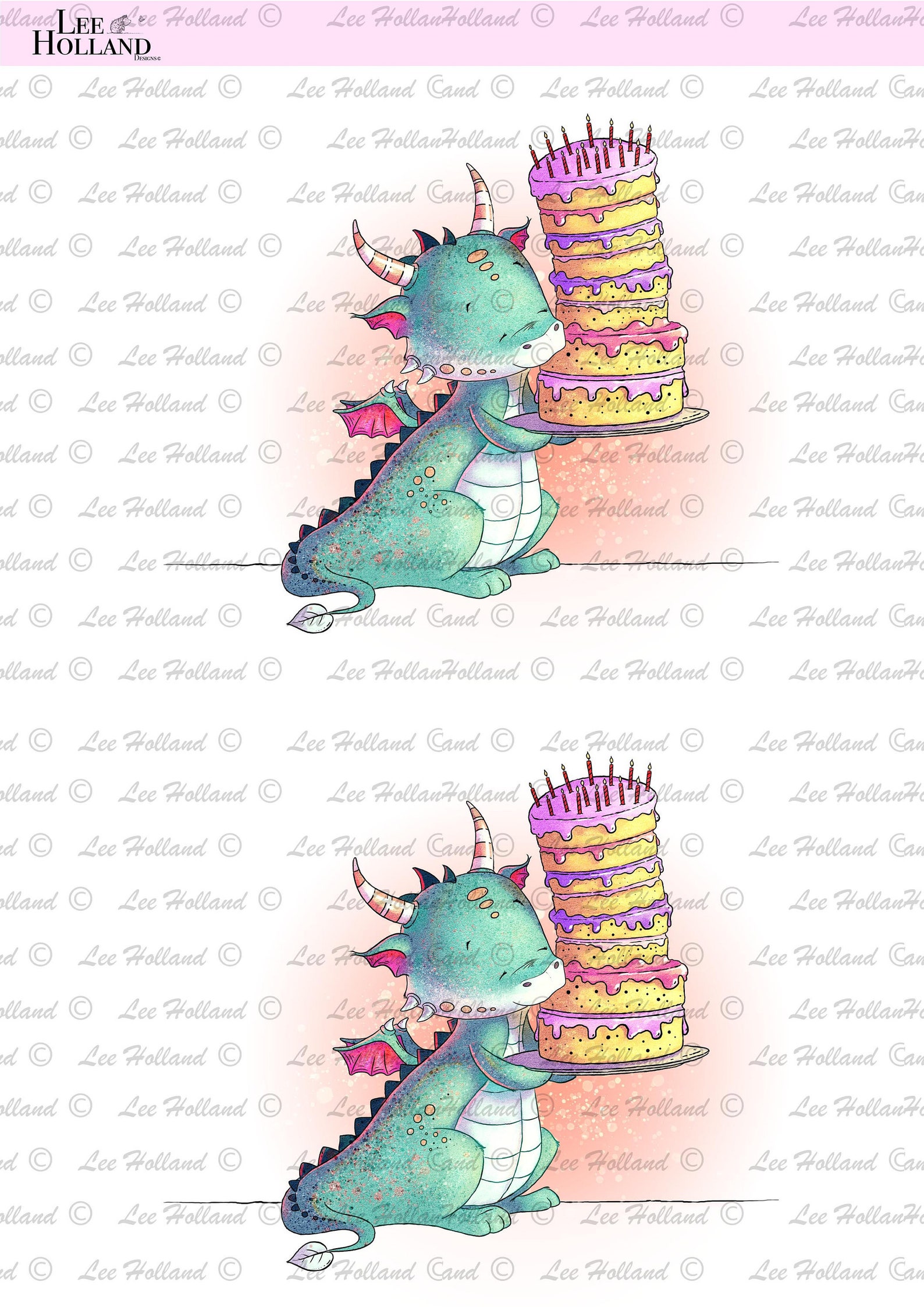 Birthday Dragon Card Making Cute Dragon Art Printable - Etsy