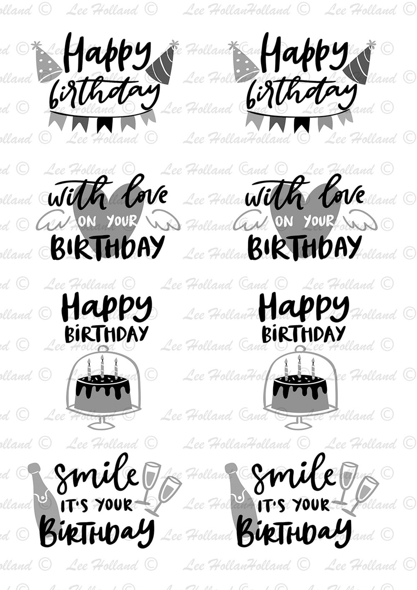 24 Birthday Sentiments Digital Stamp Digi Card Making Etsy