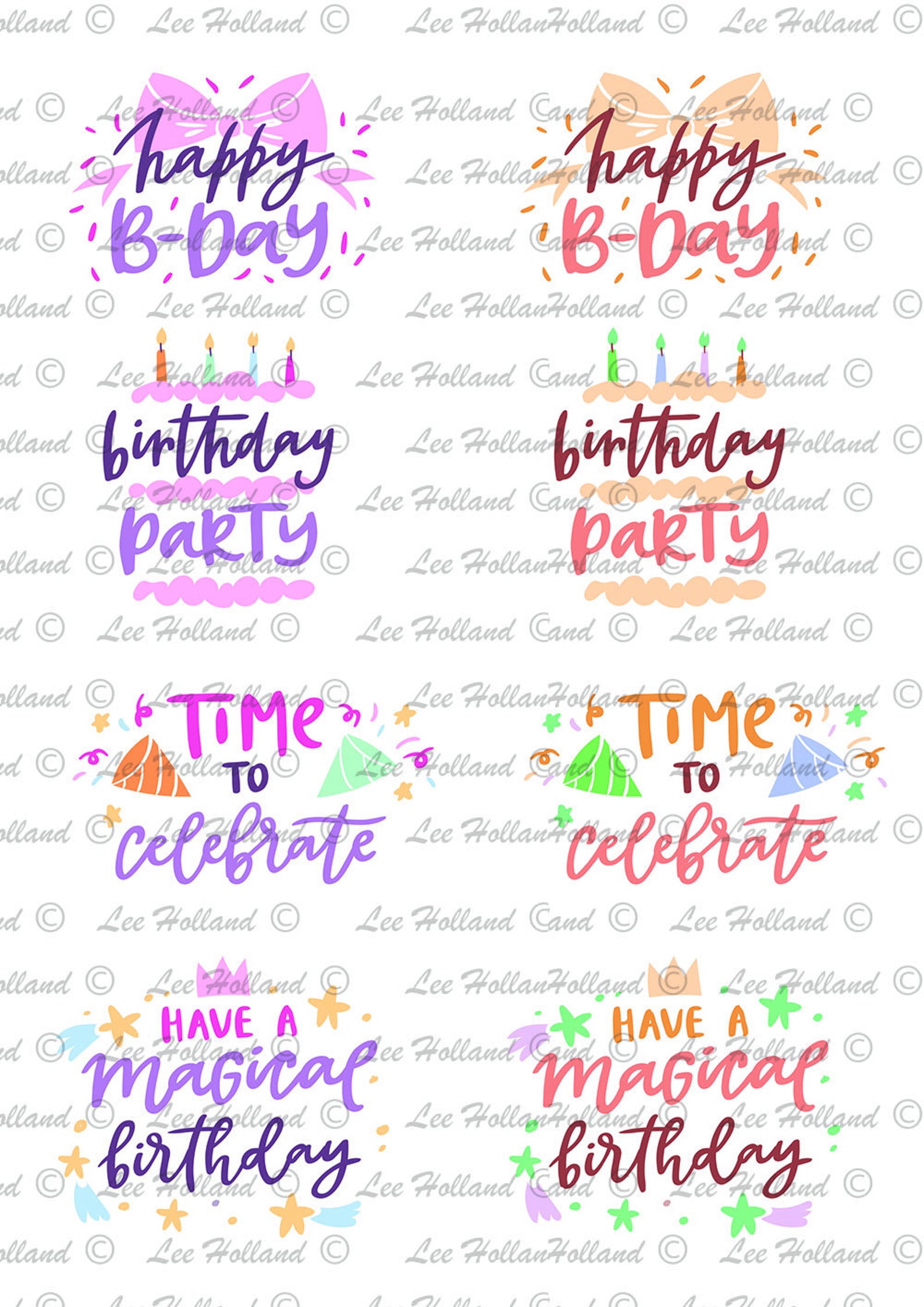 24 Birthday Sentiments Digital stamp Digi Card making Etsy