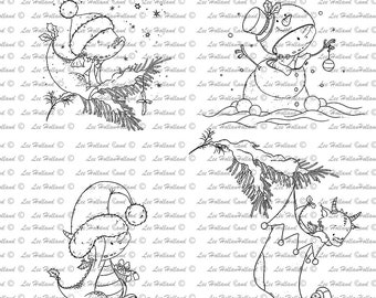 20 Christmas dragon Digital Stamp, card making, Digi Stamp, Stamp,