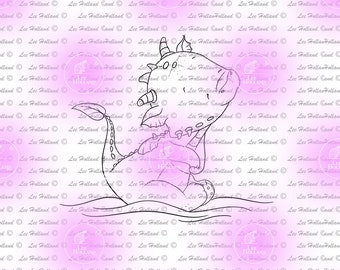 Dragon sitting in the snow, digital stamp, card Making, Stamp, Digi, Cute Digital Stamp, colouring