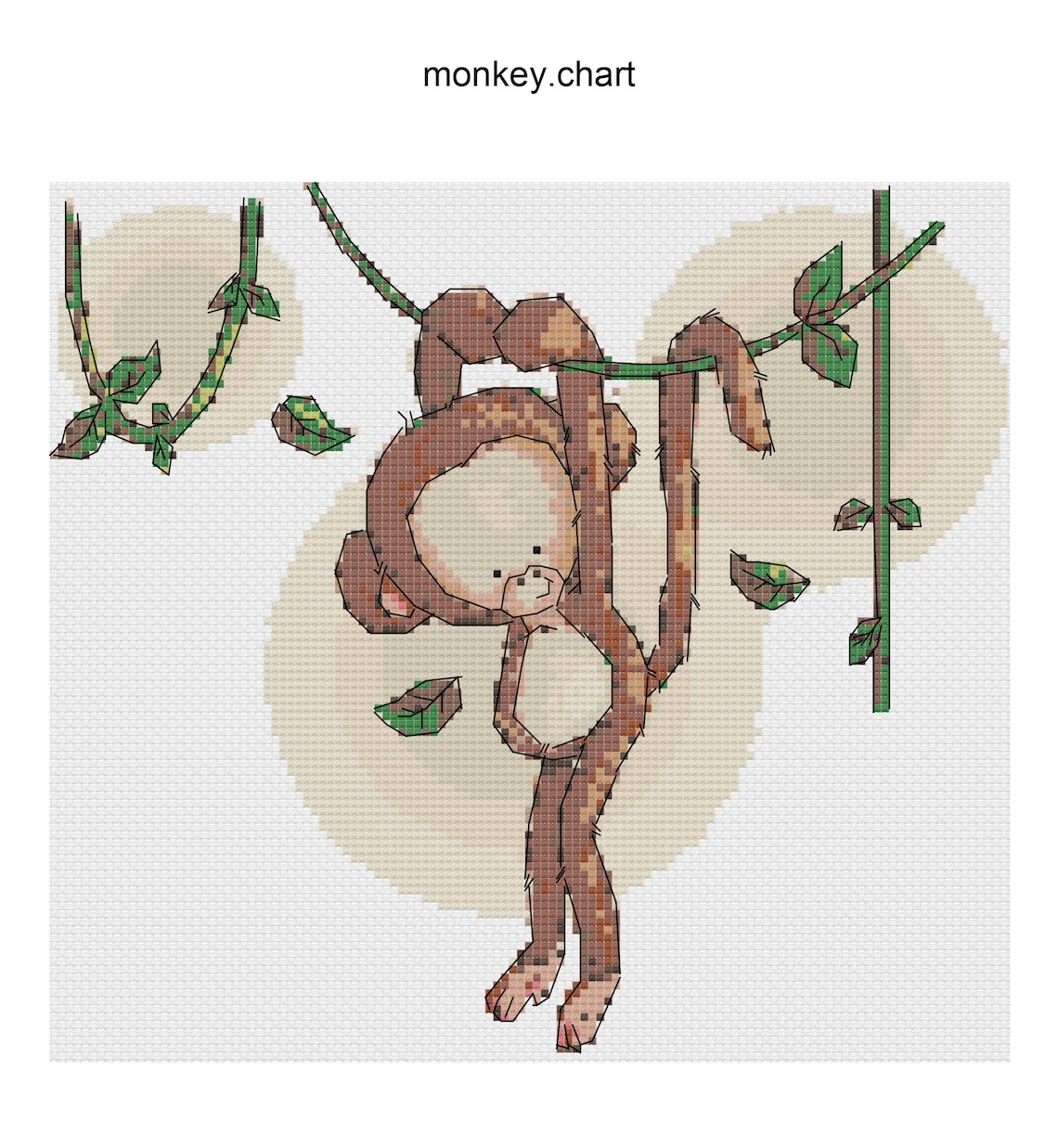 Monkey Cross Stitch Chart Pdf Pattern Cute Monkey Cross - Etsy