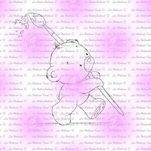 Kleiner Teddy mit Pinsel, Digital Stamp, Kartenherstellung, Digi
