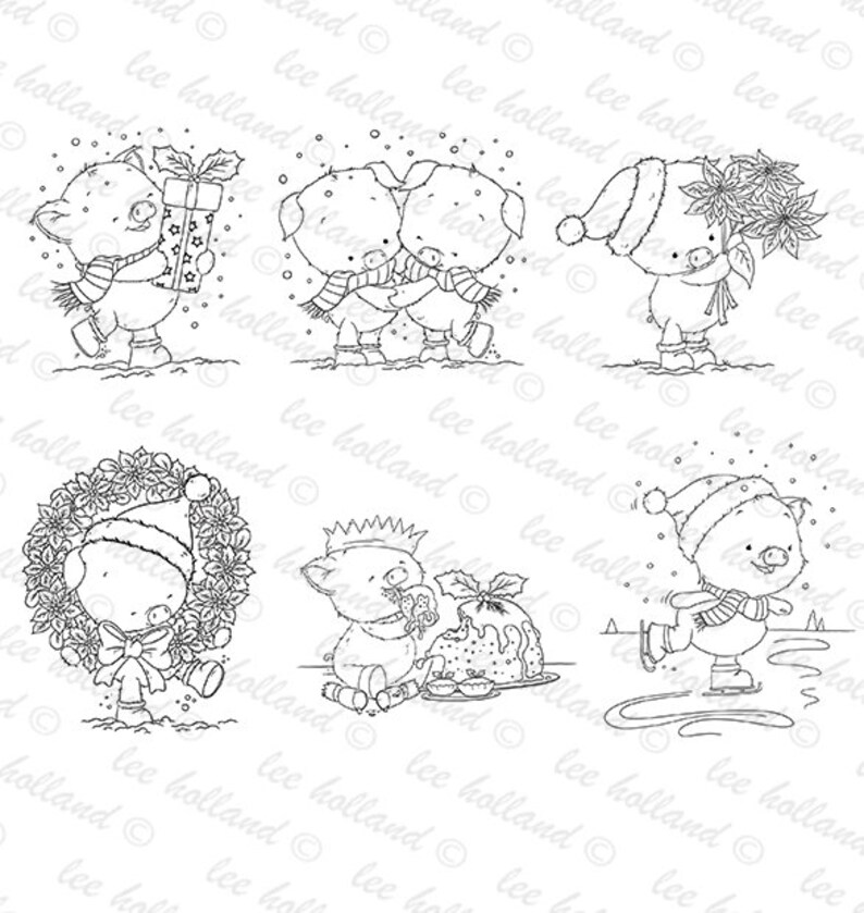 digital stamps 29 Christmas Digs stamp Mega Bundle mouse. stamps teddies.penguin crafting digi pigs