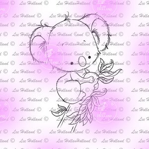 Koala on a branch, Card Making, colouring book, Digi, Digital Stamp, Stamp image 1