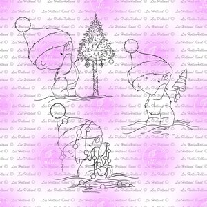 3 Christmas Teddy bears,Digital Stamp, Card making, Digi