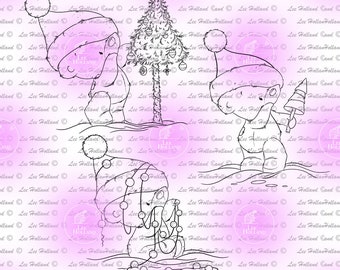 3 Christmas Teddy bears,Digital Stamp, Card making, Digi
