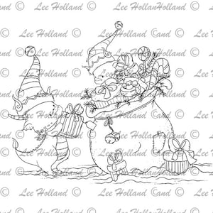 Digital Stamp, Dragon Elves loading sack , card making, Digi Stamp, Stamp,