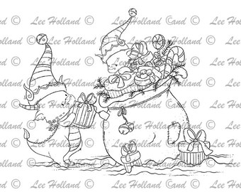 Digital Stamp, Dragon Elves loading sack , card making, Digi Stamp, Stamp,