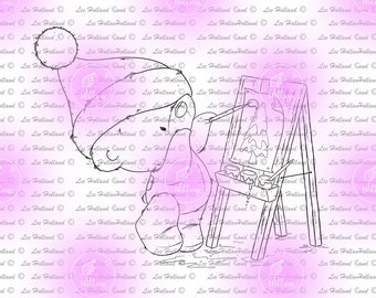 Teddy Christmas Painting,Digital Stamp, Card making, Digi