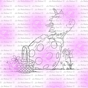 Bebé Dragón en huevo de Pascua, Fabricación de tarjetas, Sello Digital, Digi, Sello