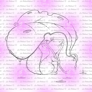 Squirrel with leaf  Umbrella,Digital Stamp, Card making, Digi