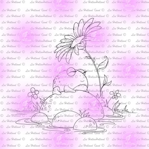 Frog on rock, Digital stamp, card making, digital stamps, digital, stamp, bunny, bunnies, printable