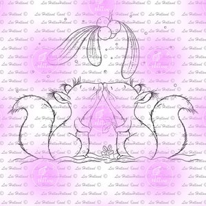 Squirrels under mistletoe, Digital Stamp , card Making, Stamp, Digi, Cute Digital Stamp