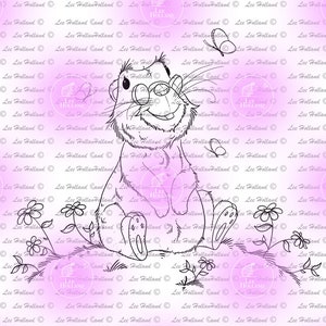 Prairie dog with butterflies, Digi Stamp, Digital Stamps, Card making stamps