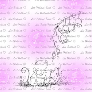 Mouse with lily of the valley, digital stamp, Card making, Digi, Stamp,