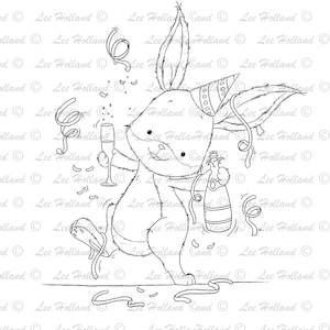 Celebration Bunny Digital stamp, Card making, Digi, Digi stamp