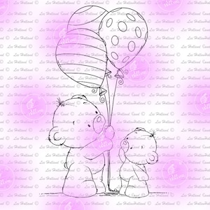 Little Teddies mit 3 Luftballons, Digital Stamp, Kartenherstellung, Digi
