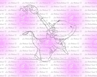 Dragon with paint brush, Card Making, Digital Stamp, Digi, Stamp