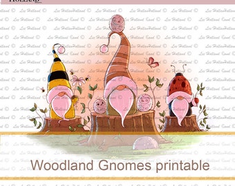 Woodland Gnome printable, art printable, card making, digi, printable